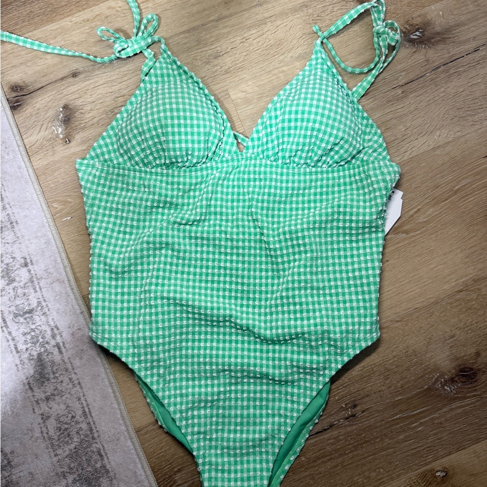 Green Checkered Swimsuit